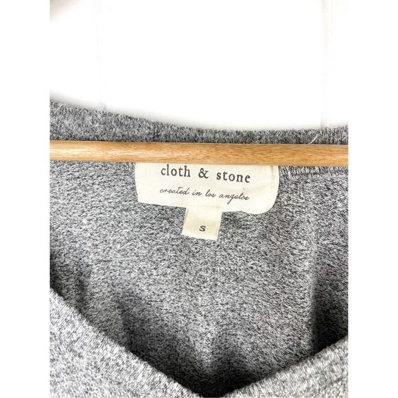 Cloth and Stone Cotton Elastic Tie Drawstring Bottom V Neck Long Sleeve Tee Size - Picture 2 of 8